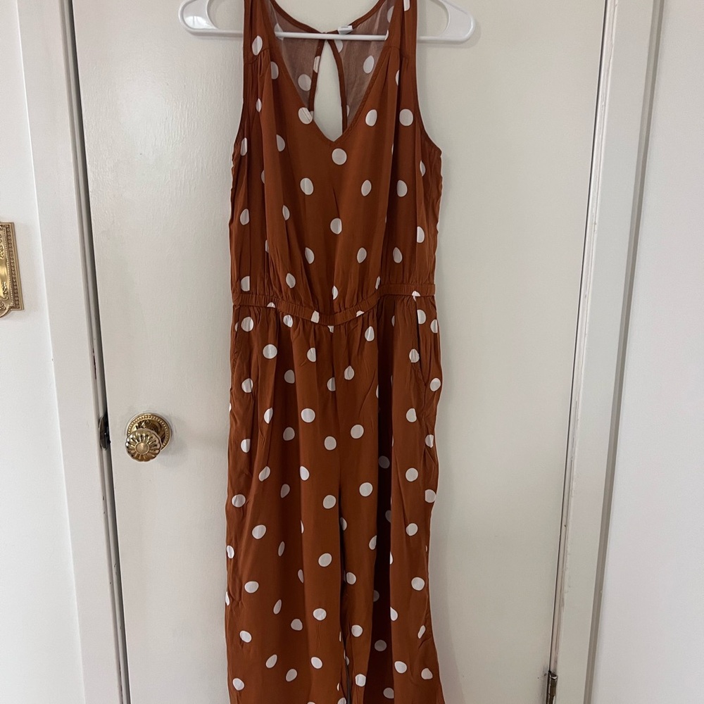 Polka Dot Jumpsuit- Brown and White